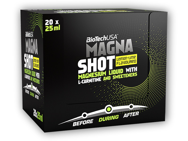 BioTech USA Magna Shot 20 x 25ml + šťavnatá tyčinka ZDARMA Varianta: citron-limetka + DÁREK ZDARMA