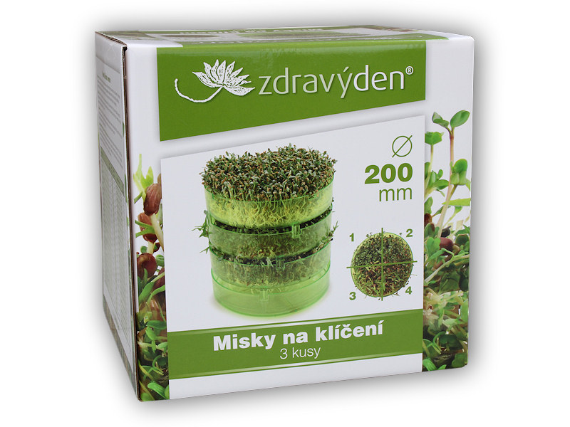 Zdravý den Misky na klíčení 3 kusy + šťavnatá tyčinka ZDARMA + DÁREK ZDARMA