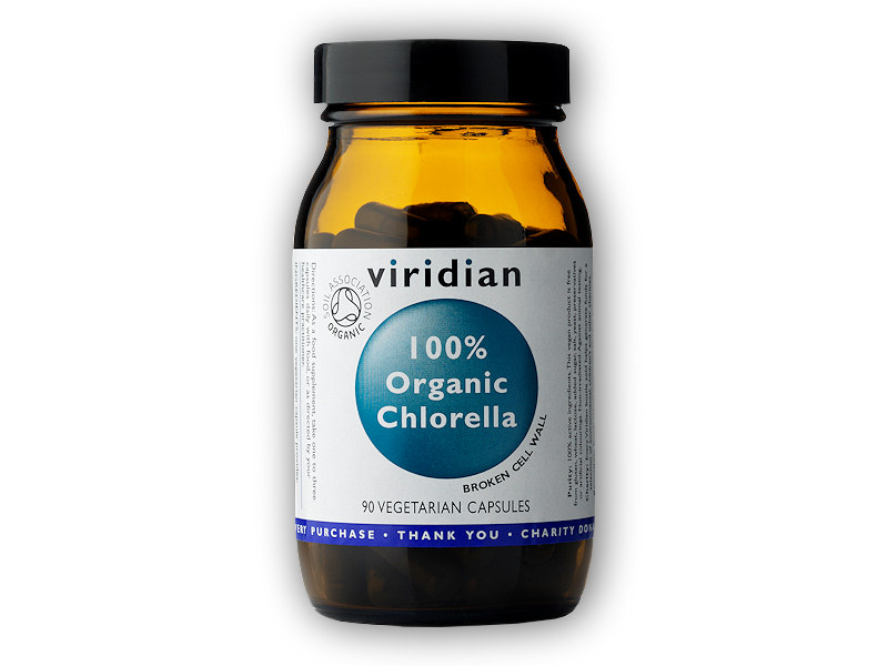 Viridian Chlorella Organic - BIO 90 kapslí + šťavnatá tyčinka ZDARMA + DÁREK ZDARMA