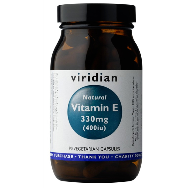 Viridian Vitamin E 330mg 400iu 90 kapslí + šťavnatá tyčinka ZDARMA + DÁREK ZDARMA