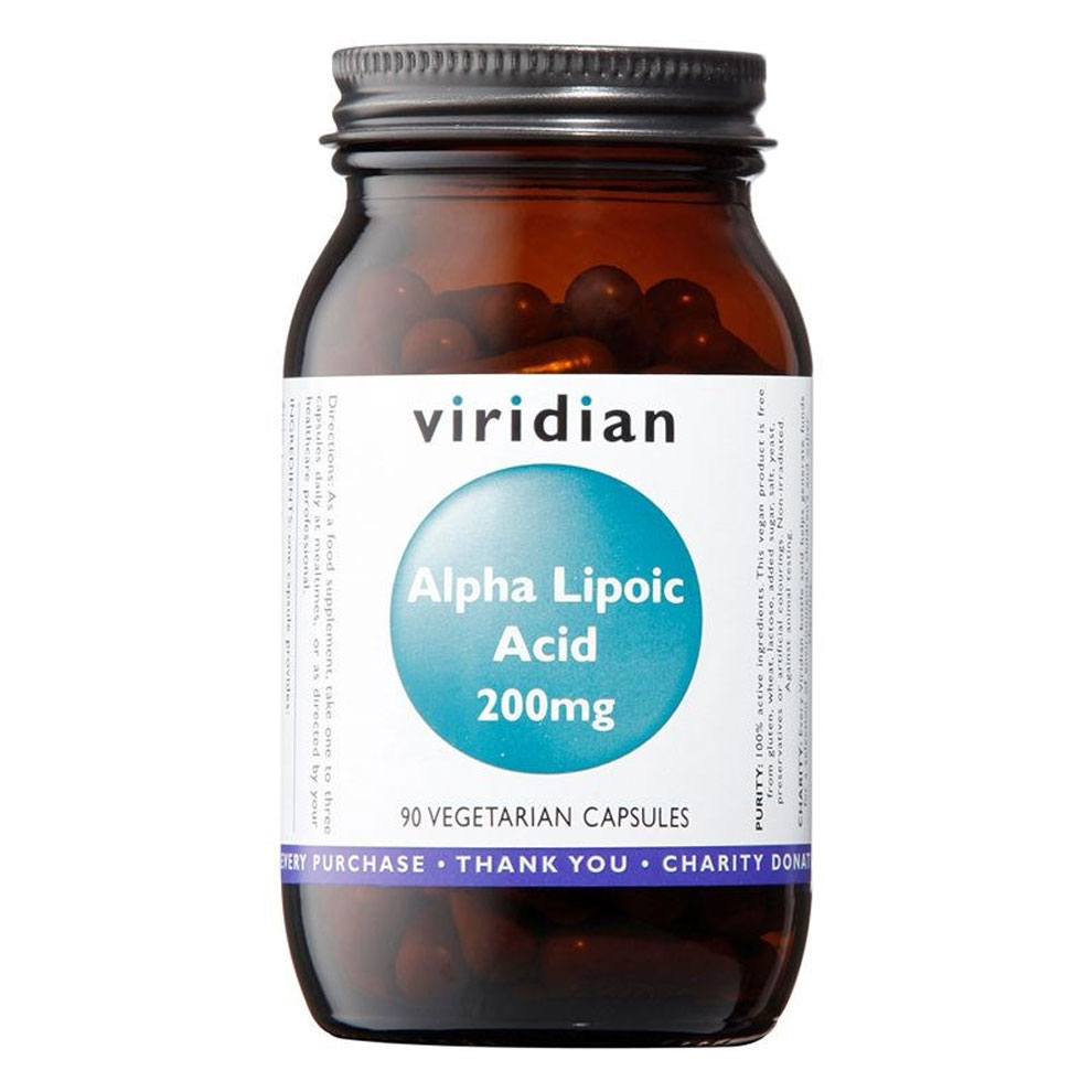 Viridian Alpha Lipoic Acid 200mg 90cps + šťavnatá tyčinka ZDARMA + DÁREK ZDARMA