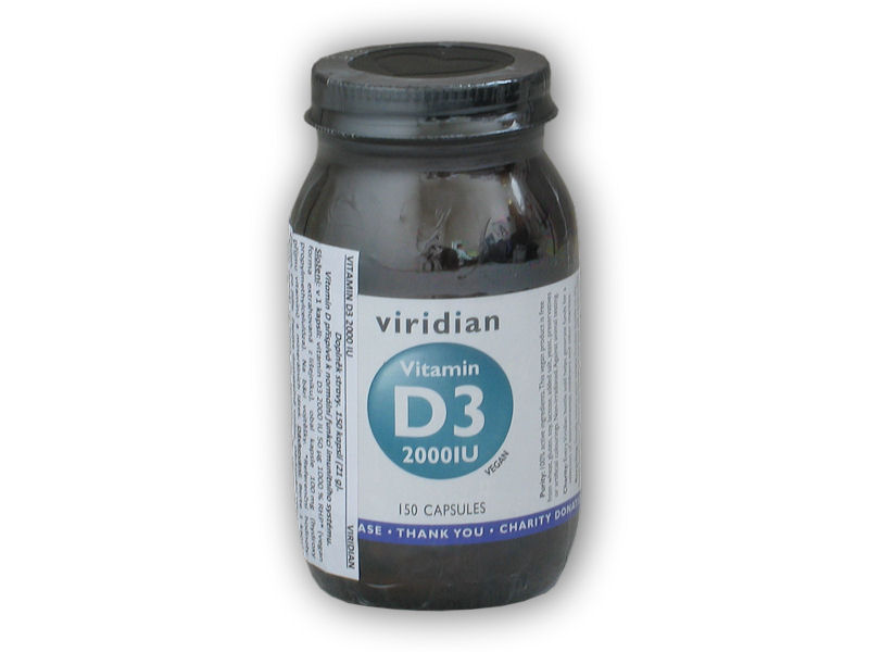 Viridian Vitamin D3 2000iu 150 kapslí + šťavnatá tyčinka ZDARMA + DÁREK ZDARMA