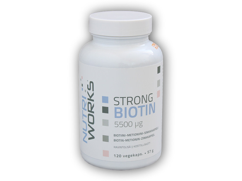 Nutri Works Strong Biotin 5500mcg 120 kapslí + DÁREK ZDARMA