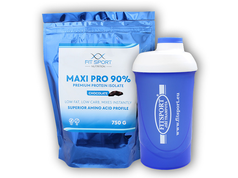 FitSport Nutrition Maxi Pro 90% 750g + šejkr Fitsport + šťavnatá tyčinka ZDARMA Varianta: banán + DÁREK ZDARMA