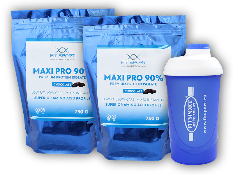 FitSport Nutrition 2x Maxi Pro 90% 750g + šejkr Fitsport + šťavnatá tyčinka ZDARMA Varianta: slaný karamel + DÁREK ZDARMA