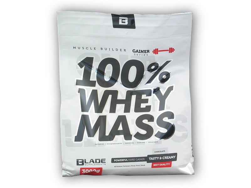 Hi Tec Nutrition BS Blade 100% Whey Mass Gainer 3000g + šťavnatá tyčinka ZDARMA Varianta: jahoda + DÁREK ZDARMA