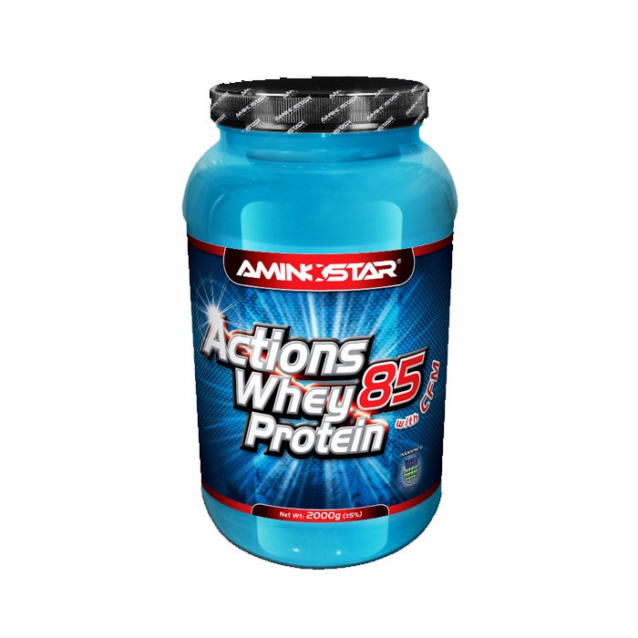 Aminostar Actions Whey Protein 85 1000g + šťavnatá tyčinka ZDARMA Varianta: jahoda + DÁREK ZDARMA