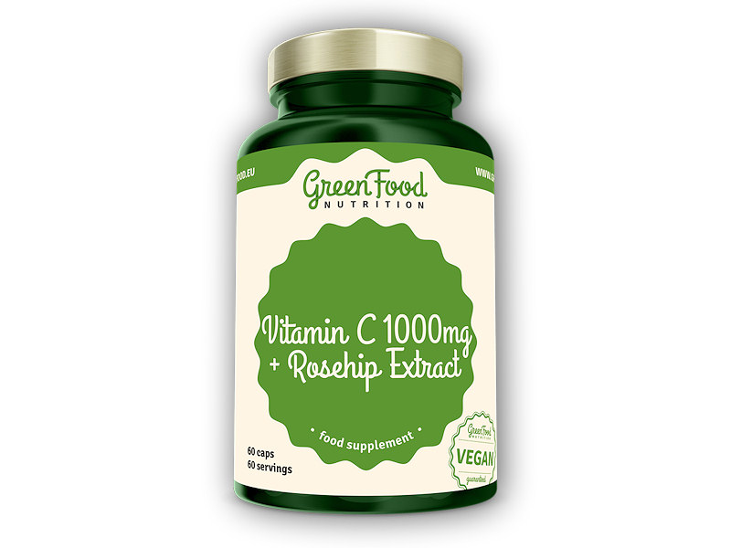 GreenFood Nutrition Vitamín C 1000 + extrakt šípků 60 kapslí + DÁREK ZDARMA