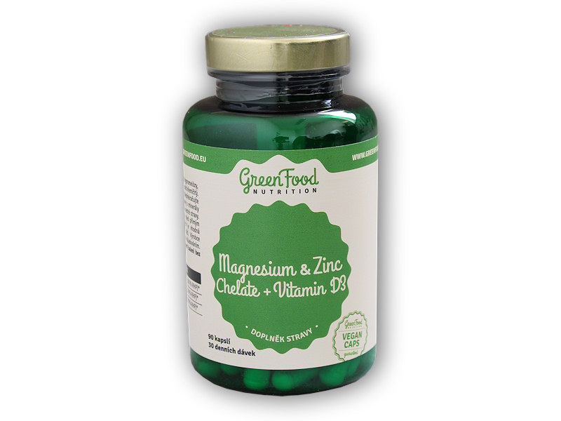 GreenFood Nutrition Magnesium and zinc chelate + vitamin D3 90 kapslí + DÁREK ZDARMA