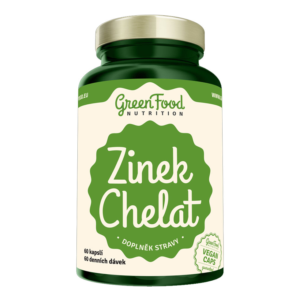 GreenFood Nutrition Zinek chelát 60 vegan kapslí + DÁREK ZDARMA