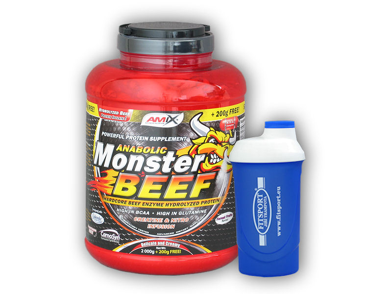 Fitsport Anabolic Monster BEEF 90% Prot. 2200g + šejkr + šťavnatá tyčinka ZDARMA Varianta: chocolate + DÁREK ZDARMA