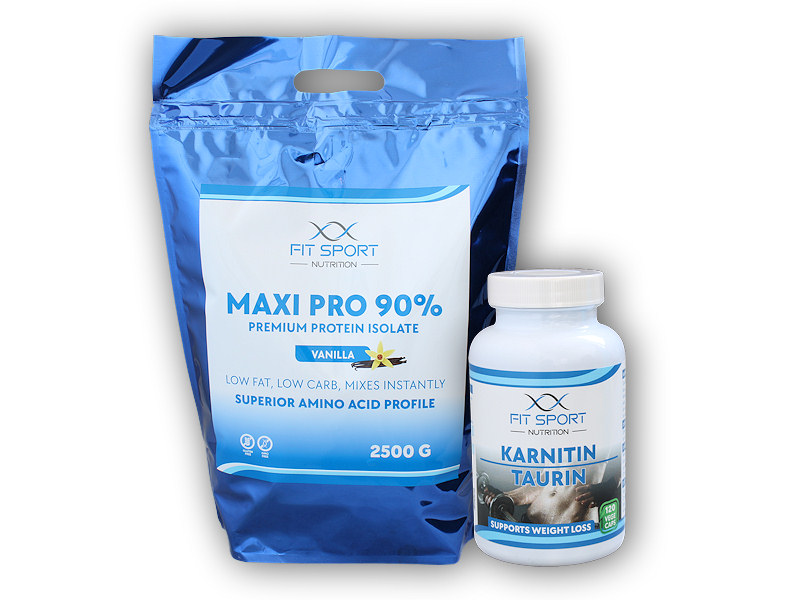 FitSport Nutrition Maxi Pro 2500g + Karnitin Taurin 120 cps + šťavnatá tyčinka ZDARMA Varianta: vanilka + DÁREK ZDARMA