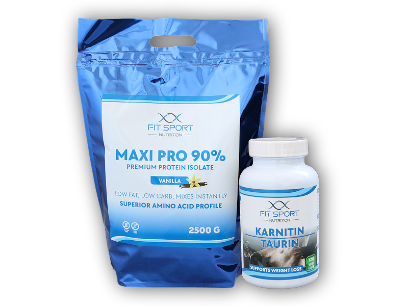 FitSport Nutrition Maxi Pro 2500g + Karnitin Taurin 120 cps + šťavnatá tyčinka ZDARMA Varianta: banán + DÁREK ZDARMA