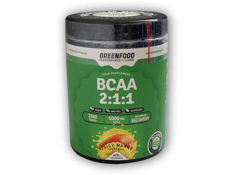 GreenFood Nutrition Performance BCAA 2:1:1 420g + šťavnatá tyčinka ZDARMA Varianta: tangerine juice + DÁREK ZDARMA