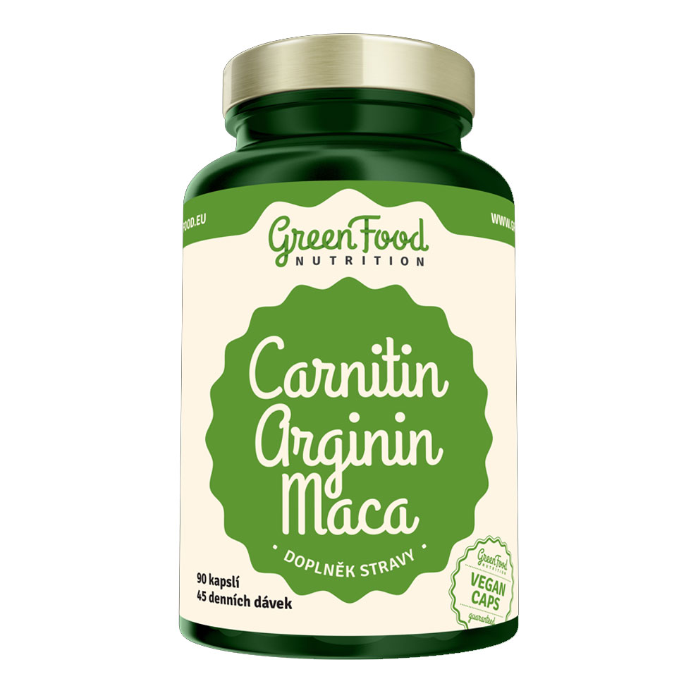 GreenFood Nutrition Carnitin Arginin Maca 90 vegan kapslí + DÁREK ZDARMA