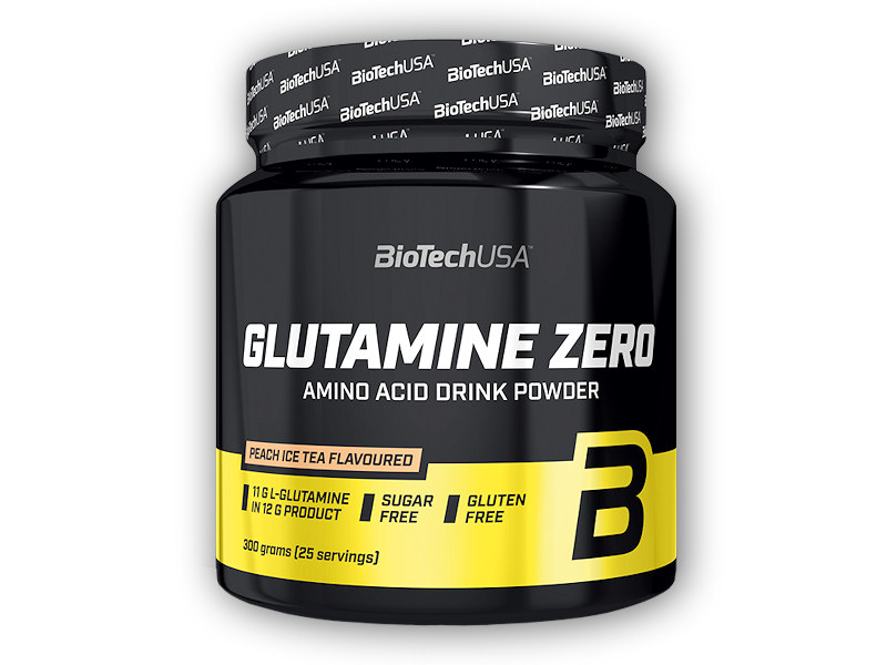 BioTech USA Glutamine Zero 300g Varianta: broskvový ledový čaj + DÁREK ZDARMA