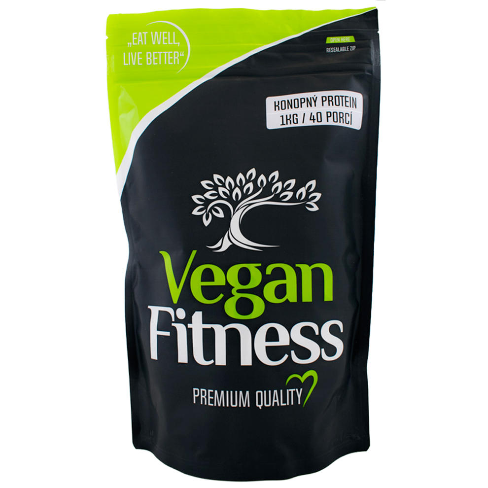 Vegan Fitness Konopný Protein 100% RAW 1000g sáček + DÁREK ZDARMA