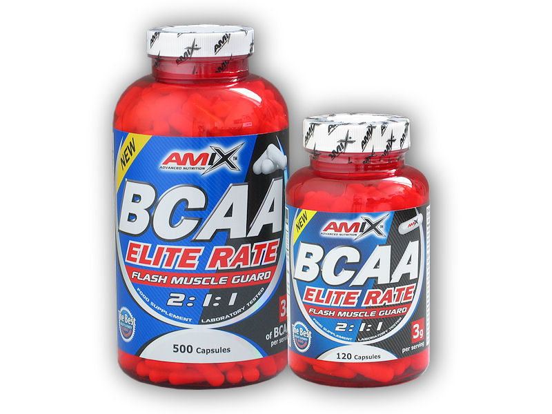 Amix BCAA Elite Rate 500 + 120 kapslí + šťavnatá tyčinka ZDARMA + DÁREK ZDARMA