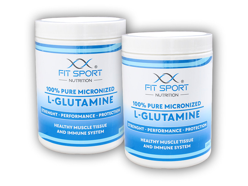 FitSport Nutrition 2x 100% Pure Micronized L-Glutamine 550g + šťavnatá tyčinka ZDARMA + DÁREK ZDARMA