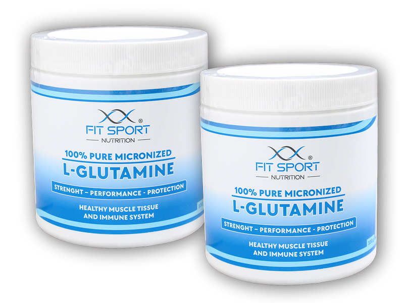 FitSport Nutrition 2x 100% Pure Micronized L-Glutamine 330g + šťavnatá tyčinka ZDARMA + DÁREK ZDARMA