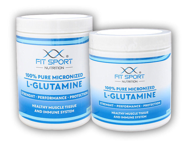 FitSport Nutrition 100% Pure Micronized L-Glutamine 550g + 330g + šťavnatá tyčinka ZDARMA + DÁREK ZDARMA
