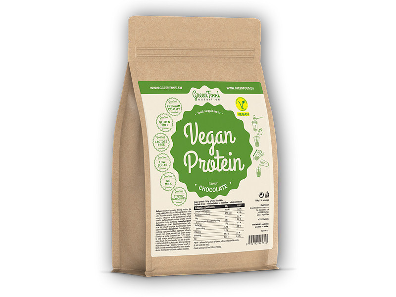 GreenFood Nutrition Vegan Protein 750g + šťavnatá tyčinka ZDARMA Varianta: vanilka + DÁREK ZDARMA