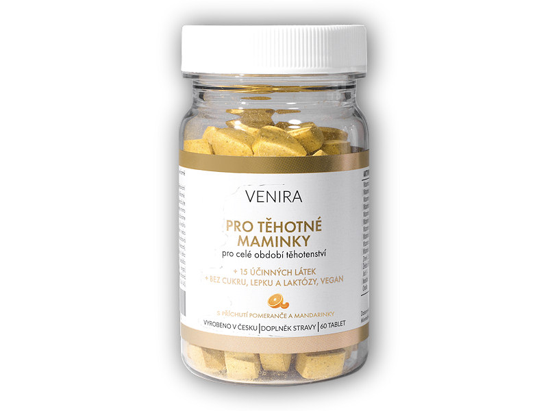Venira Vitamíny pro těhotné maminky pro celé období pomeranč mandarinka 60 tablet + DÁREK ZDARMA