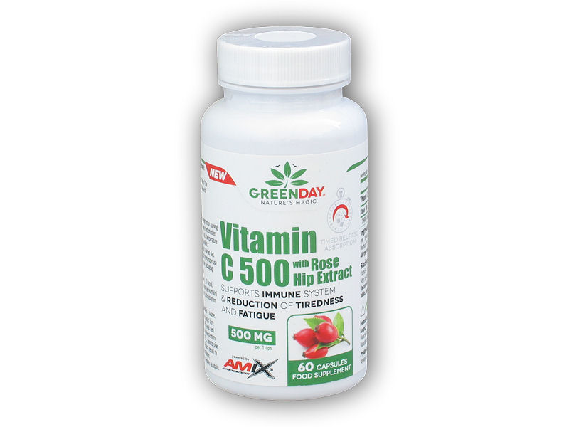 Amix GreenDay Vitamin C 500mg with RoseHip 60cps + DÁREK ZDARMA