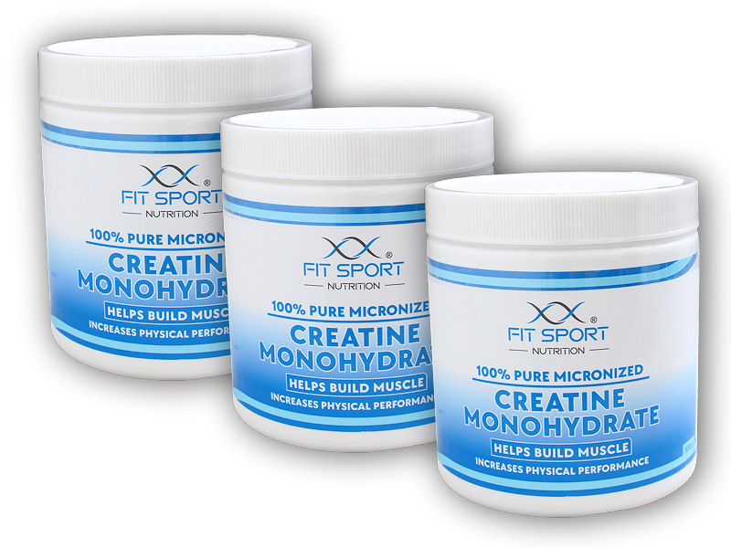FitSport Nutrition 3x 100% Pure Micronized Creatine Monohydrate 330g + šťavnatá tyčinka ZDARMA + DÁREK ZDARMA