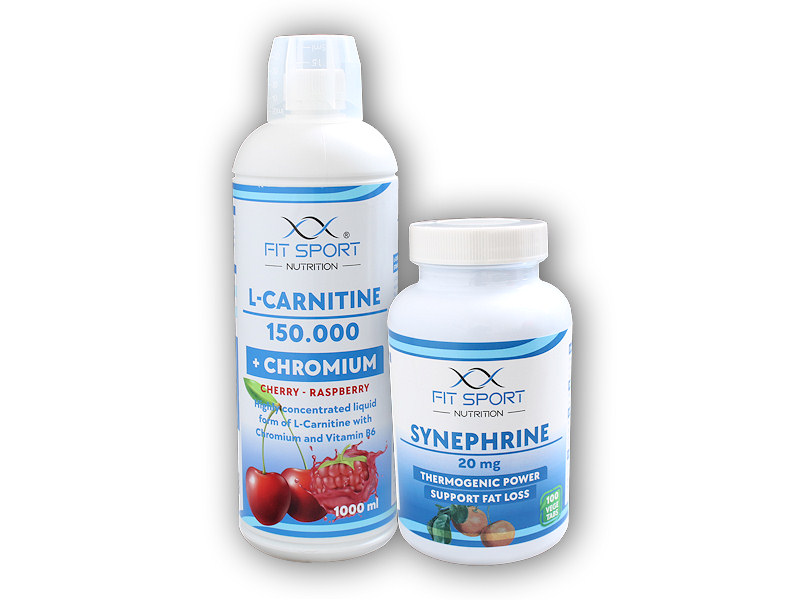 FitSport Nutrition L-Carnitine 150000 + Chromium l000ml + Synephrine 20mg 100 vege caps + šťavnatá tyčinka ZDARMA Varianta: mango coconut + DÁREK ZDARMA