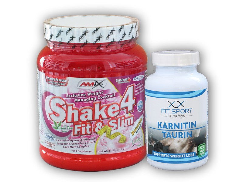 FitSport Nutrition Karnitin Taurin 120cp + Shake4 500g Varianta: - banana + DÁREK ZDARMA