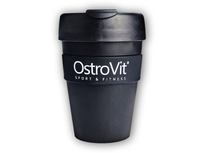 Ostrovit Mug 340ml černý hrnek se šroubovacím víčkem + DÁREK ZDARMA