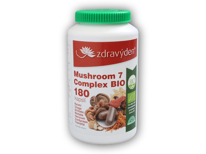 Zdravý den Mushroom 7 Complex BIO 180 kapslí + DÁREK ZDARMA