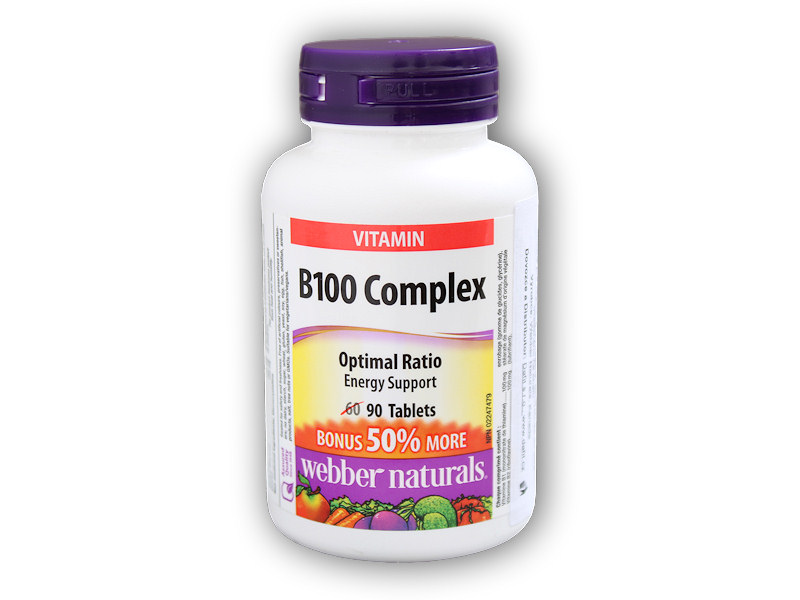 Webber Naturals B100 Complex 90 tablet + šťavnatá tyčinka ZDARMA + DÁREK ZDARMA
