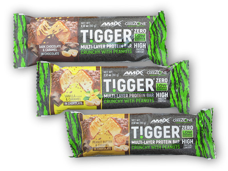Amix Tigger Zero Multi Layer Protein Bar 60g Varianta: peanut butter caramel + DÁREK ZDARMA