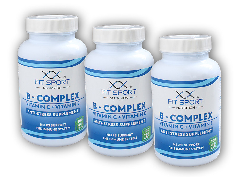 FitSport Nutrition 3x B-Complex + Vitamin C + Vitamin E 100 vege caps + šťavnatá tyčinka ZDARMA + DÁREK ZDARMA