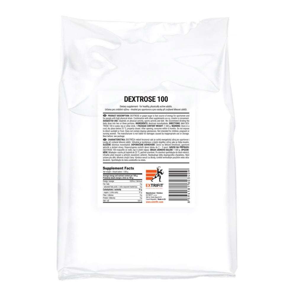 Extrifit Dextrose 100 - hroznový cukr 1500g sáček + DÁREK ZDARMA