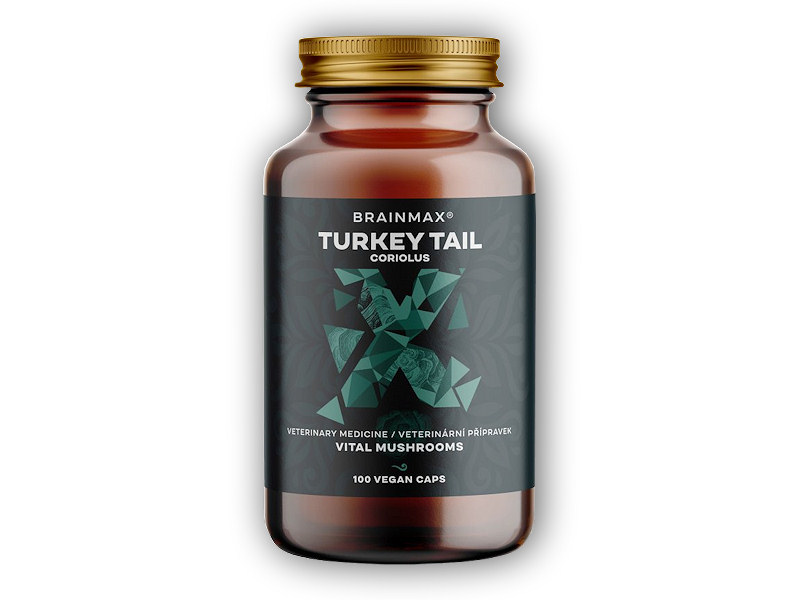 BrainMax Turkey Tail (Coriolus) extrakt 500mg 100 rostlinných kapslí + šťavnatá tyčinka ZDARMA + DÁREK ZDARMA