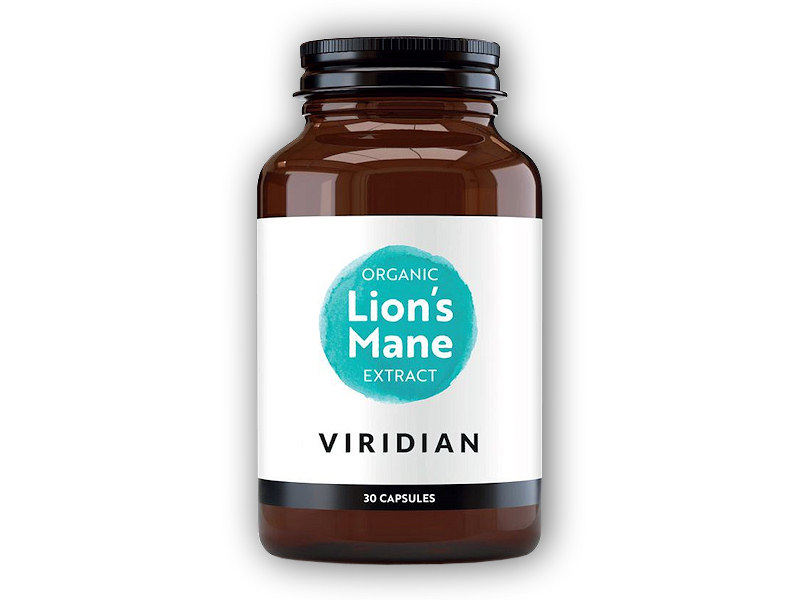 Viridian Lions Mane Extract 30 kapslí Organic + šťavnatá tyčinka ZDARMA + DÁREK ZDARMA