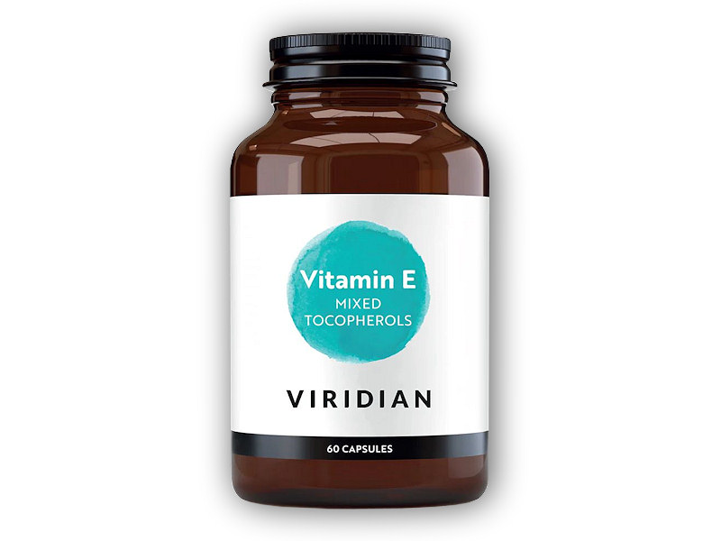 Viridian Vitamin E Mixed Tocopherols 60 kapslí + šťavnatá tyčinka ZDARMA + DÁREK ZDARMA