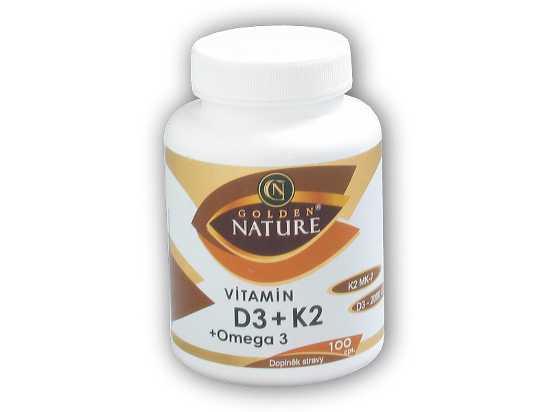 Golden Natur Vitamin D3 + K2 + Omega 3 100 kapslí + šťavnatá tyčinka ZDARMA + DÁREK ZDARMA
