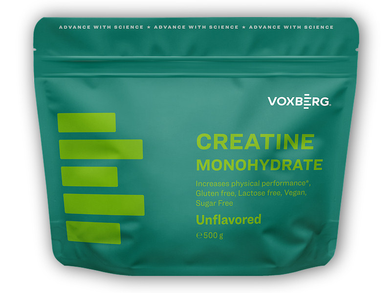 Voxberg Creatine Monohydrate Creapure 500g + šťavnatá tyčinka ZDARMA Varianta: malina + DÁREK ZDARMA