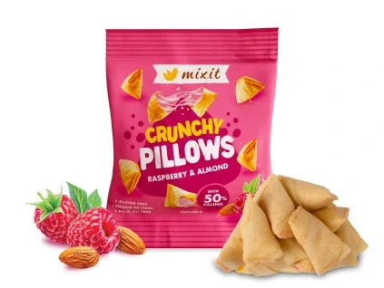 Mixit Křupavé polštářky do kapsy Maliny & mandle 30 g