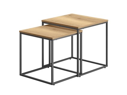 VASAGLE Duo szögletes dohányzóasztal 2 db - tölgyfa / lábak fekete