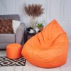 Veľký sedací vak s podnožkou na nohy, vhodný pre exteriér a interiér, oranžová farba, odolný voči vode a nečistotám. Doprajte si oddych na jednom z našich vakov.