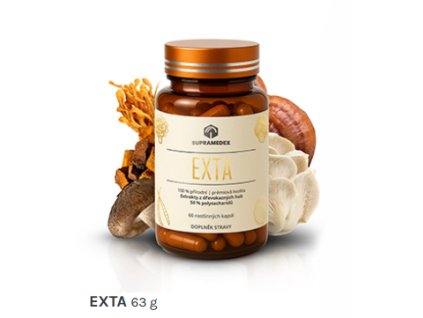 EXTA 60 kapslí - Extrakt z dřevokazných hub: Reishi, Chaga, Hericium, Shitake, Maitake a jiné
