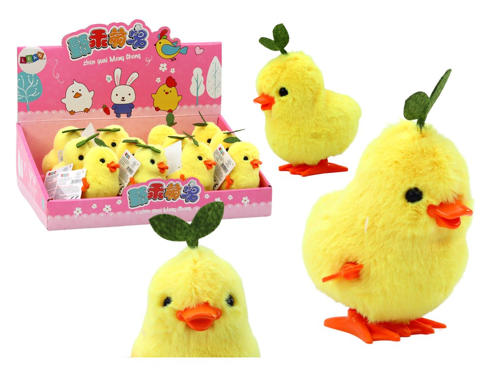 Žlutý Mechanický Skákací Slepice S Listem