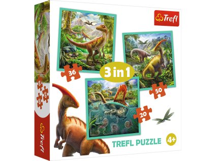 Trefl Puzzle 3v1 Neobyčejný svět dinosaurů 34837 106 prvků