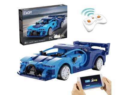 CaDA Stavební kostky Dálkově ovládané závodní auto RC Blue Race Car Dual Mode 325 dílků