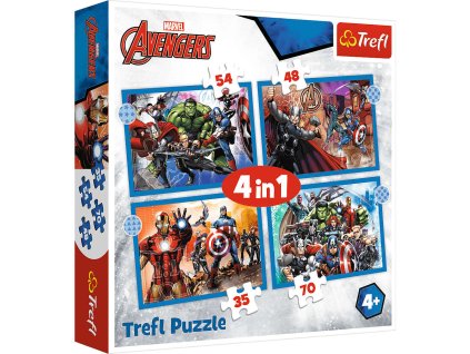 Trefl Puzzle 4w1 Marvel Odvážní mstitelé